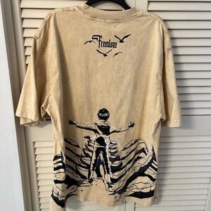 Tan Graphic T-Shirt with attack on Titan graphic
